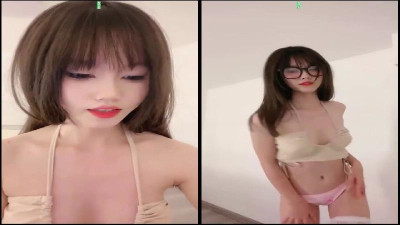  최고급  비주얼 여신 하해 블랙테 안경 양 포니테일 화이트 바디 굿샷 문지르기 핑크빛 작은 구멍